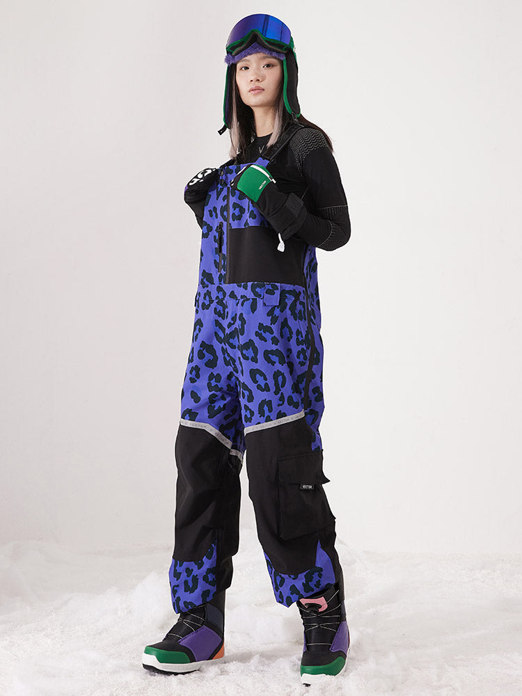 VECTOR-Women's Halo Removable Backline Bib Pants Leopard-violet