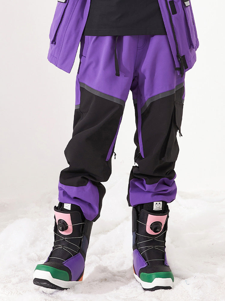 Vector Men's Ski Snowboard Pants Multi-Pocket Anorak Waterproof Winter Suit Cold Weather Purple