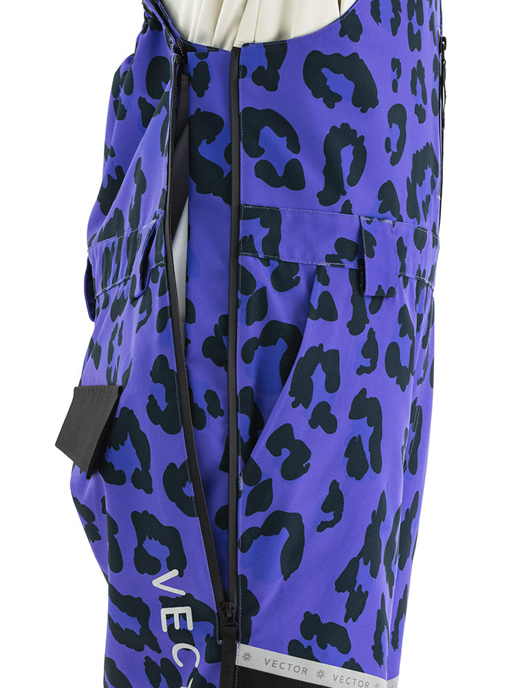 VECTOR-Women's Halo Removable Backline Bib Pants Leopard-violet