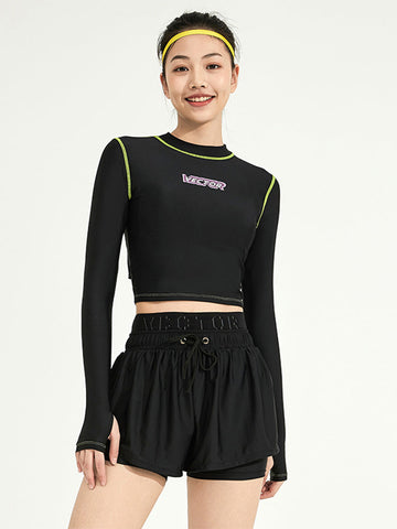 Kaleido Long Sleeve Rash Guard Crop Top