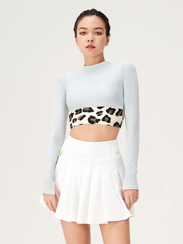 Azure Long Sleeve Rash Guard Crop Top