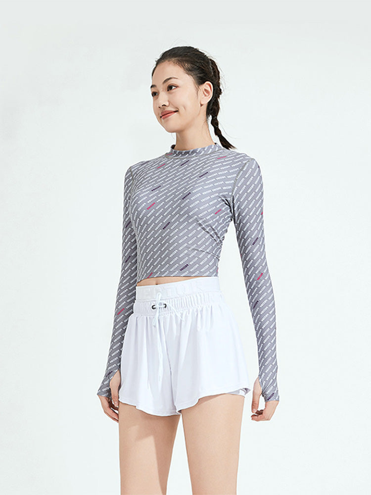 Kaleido Long Sleeve Rash Guard Crop Top