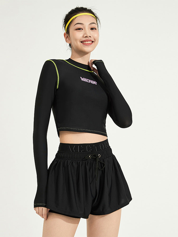 Kaleido Long Sleeve Rash Guard Crop Top