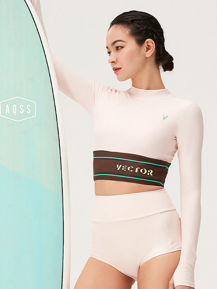 Azure Long Sleeve Rash Guard Crop Top