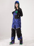 VECTOR-Women's Halo Removable Backline Bib Pants Leopard-violet
