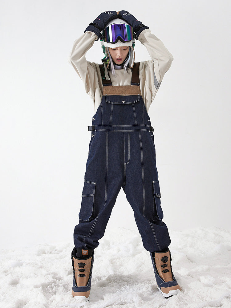 VECTOR-Women's Dusk Denim Bib Pants-Navy Blue