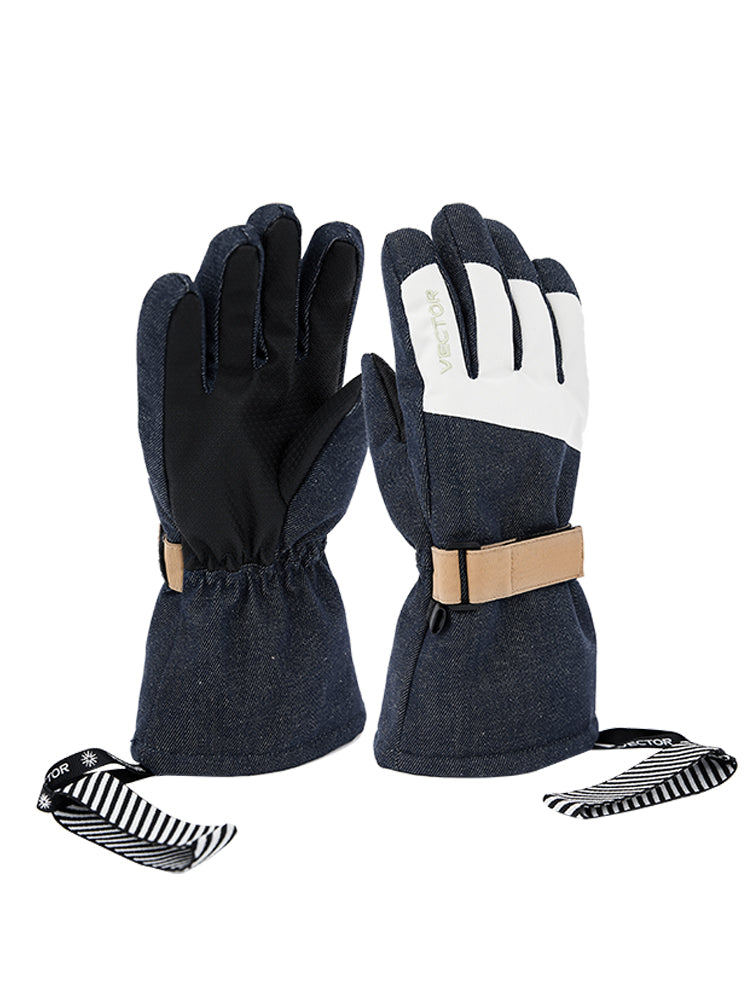 VECTOR-Kids' Puzzle Ski Mittens-denim