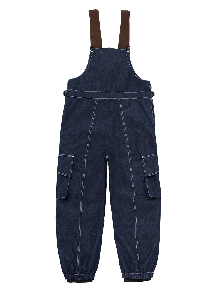 VECTOR-Women's Dusk Denim Bib Pants-Navy Blue