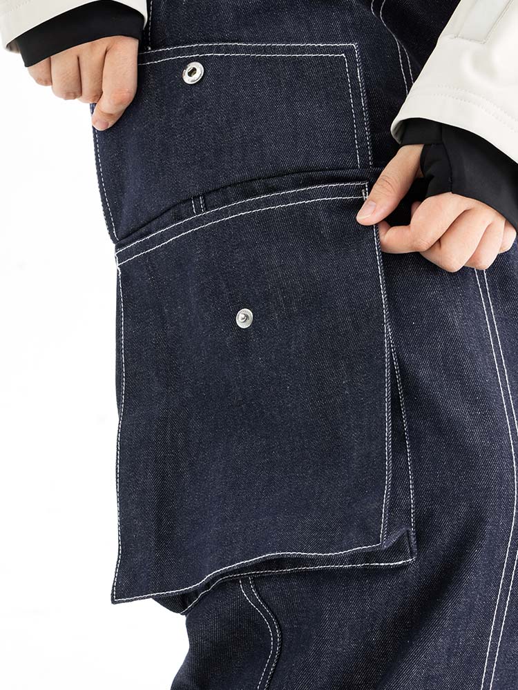 VECTOR-Women's Dusk Denim Bib Pants-Navy Blue