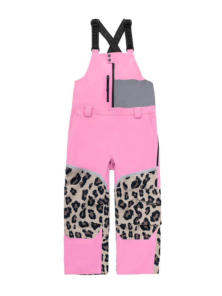 VECTOR-Women's Halo Removable Backline Bib Pants Leopard-pink